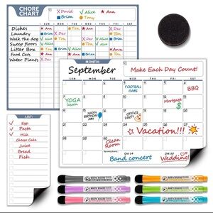 Learn and Climb Magnetic Dry Erase Chore Chart & Calendar Set with Markers
